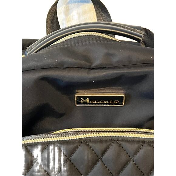 Modoker Faux Designer Padded Black Computer Backpack - Picture 3 of 6